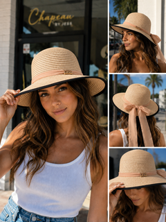 Women's Wide Brim Straw Sun Hat with Bow Ribbon – UV Protection Summer Beach Hat