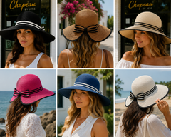 Women's Wide Brim Straw Sun Hat with Back Bow – Foldable UV Protection Beach Hat