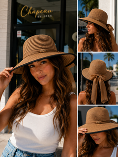 Women's Wide Brim Straw Sun Hat with Bow Ribbon – UV Protection Summer Beach Hat
