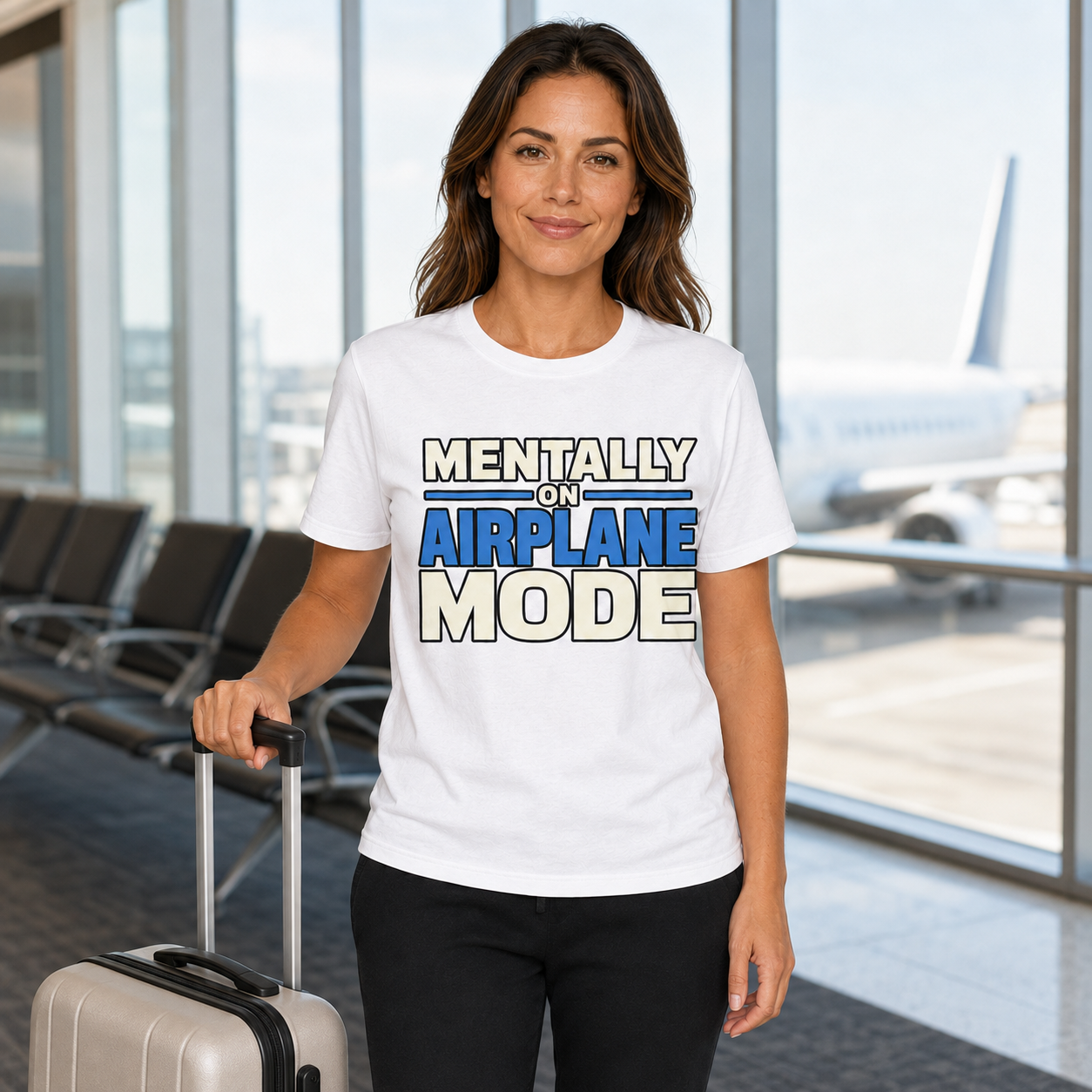 Mentally on Airplane Mode T-Shirt, Funny Travel Shirt, Airport Vacation Tee, Traveler Gift, Unisex Graphic T-Shirt