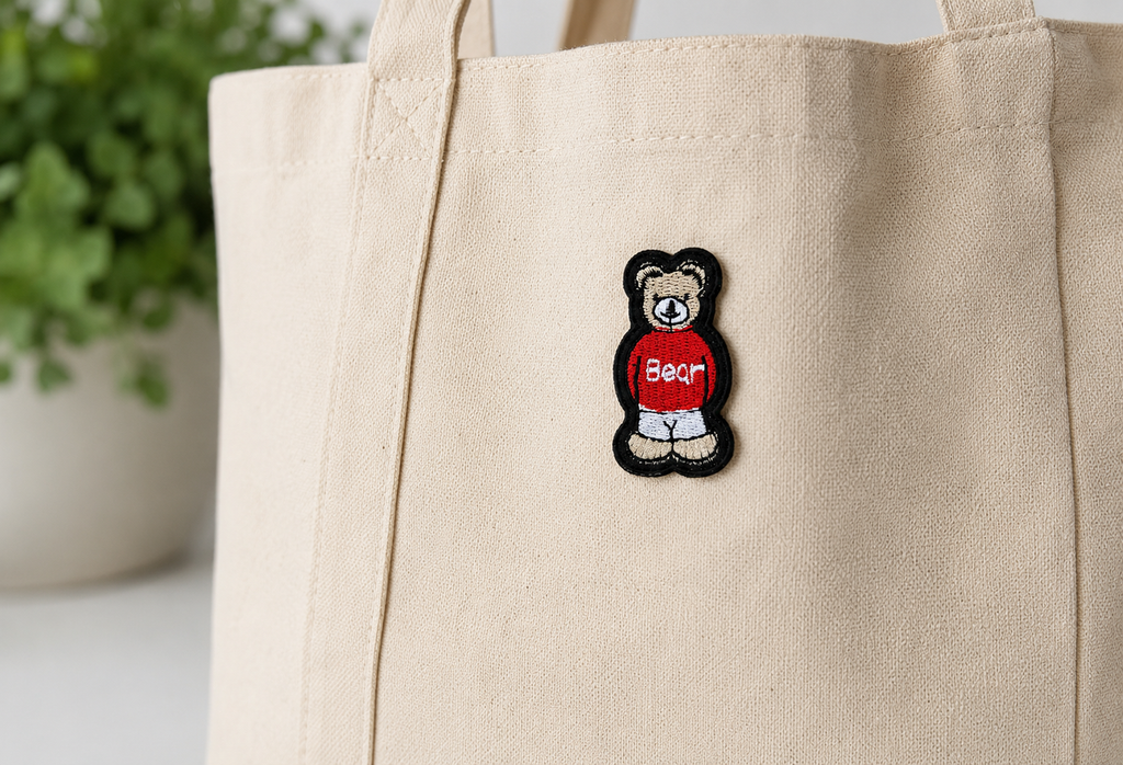 Bear Embroidered Patch – Teddy Bear Iron On Patch, Navy Blue or Red Sweater, Hat Jacket Backpack Bag Clothing Applique