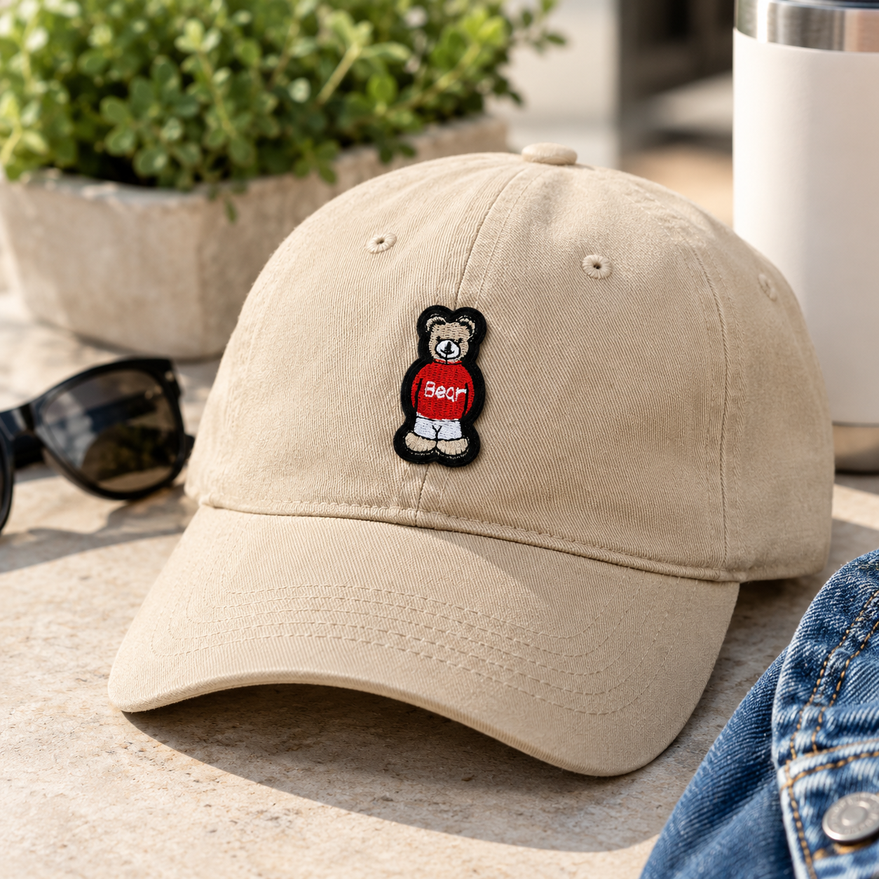 Bear Embroidered Patch – Teddy Bear Iron On Patch, Navy Blue or Red Sweater, Hat Jacket Backpack Bag Clothing Applique