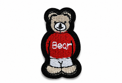 Bear Embroidered Patch – Teddy Bear Iron On Patch, Navy Blue or Red Sweater, Hat Jacket Backpack Bag Clothing Applique