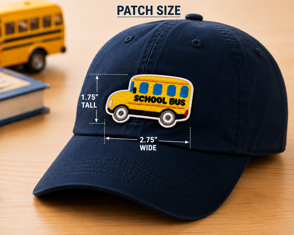 School Bus Embroidered Patch – Yellow Back to School Iron-On / Sew-On Applique