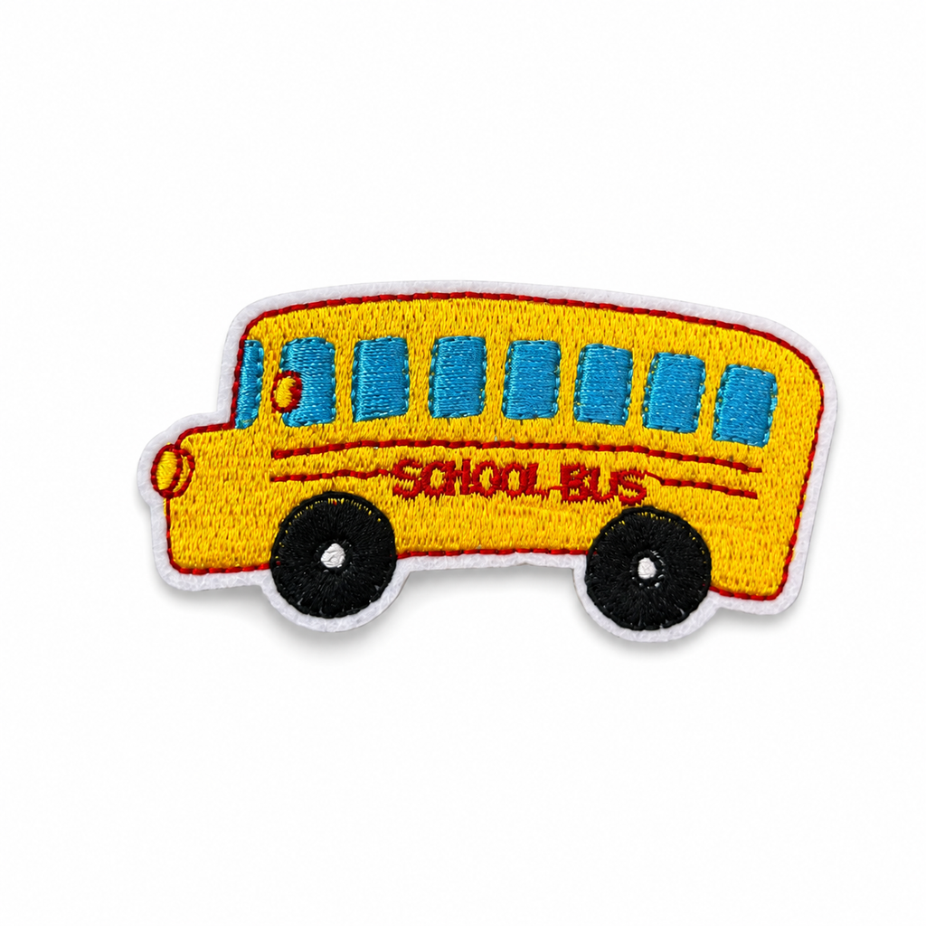 School Bus Embroidered Patch – Yellow Bus Iron On or Sew On Applique, Back to School Backpack Jacket Hat Patch
