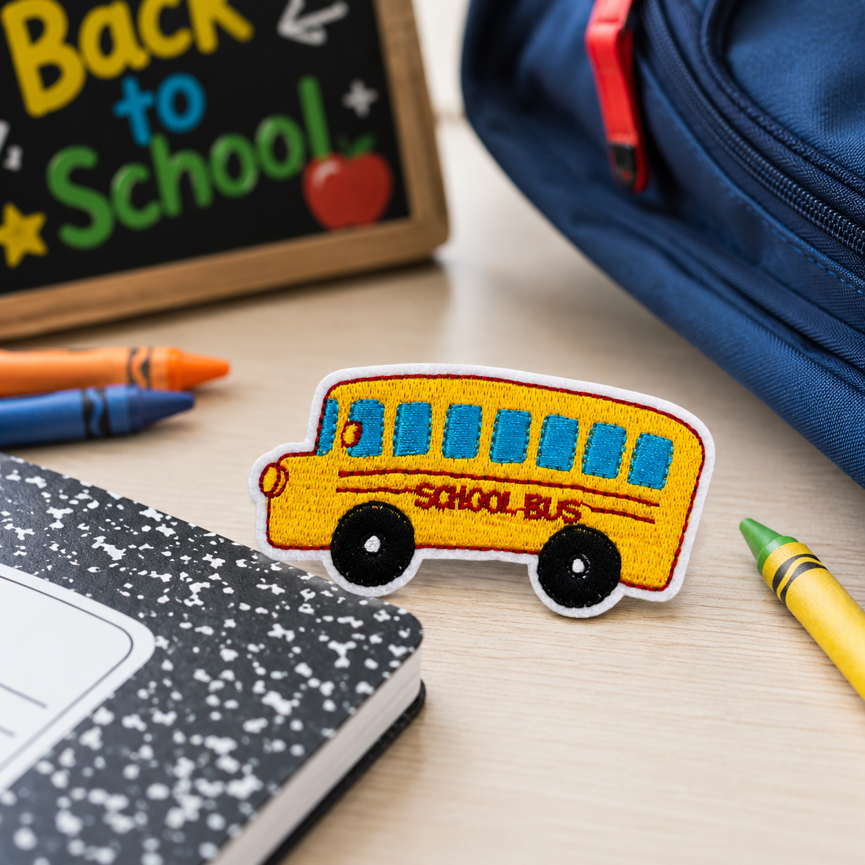 School Bus Embroidered Patch – Yellow Bus Iron On or Sew On Applique, Back to School Backpack Jacket Hat Patch