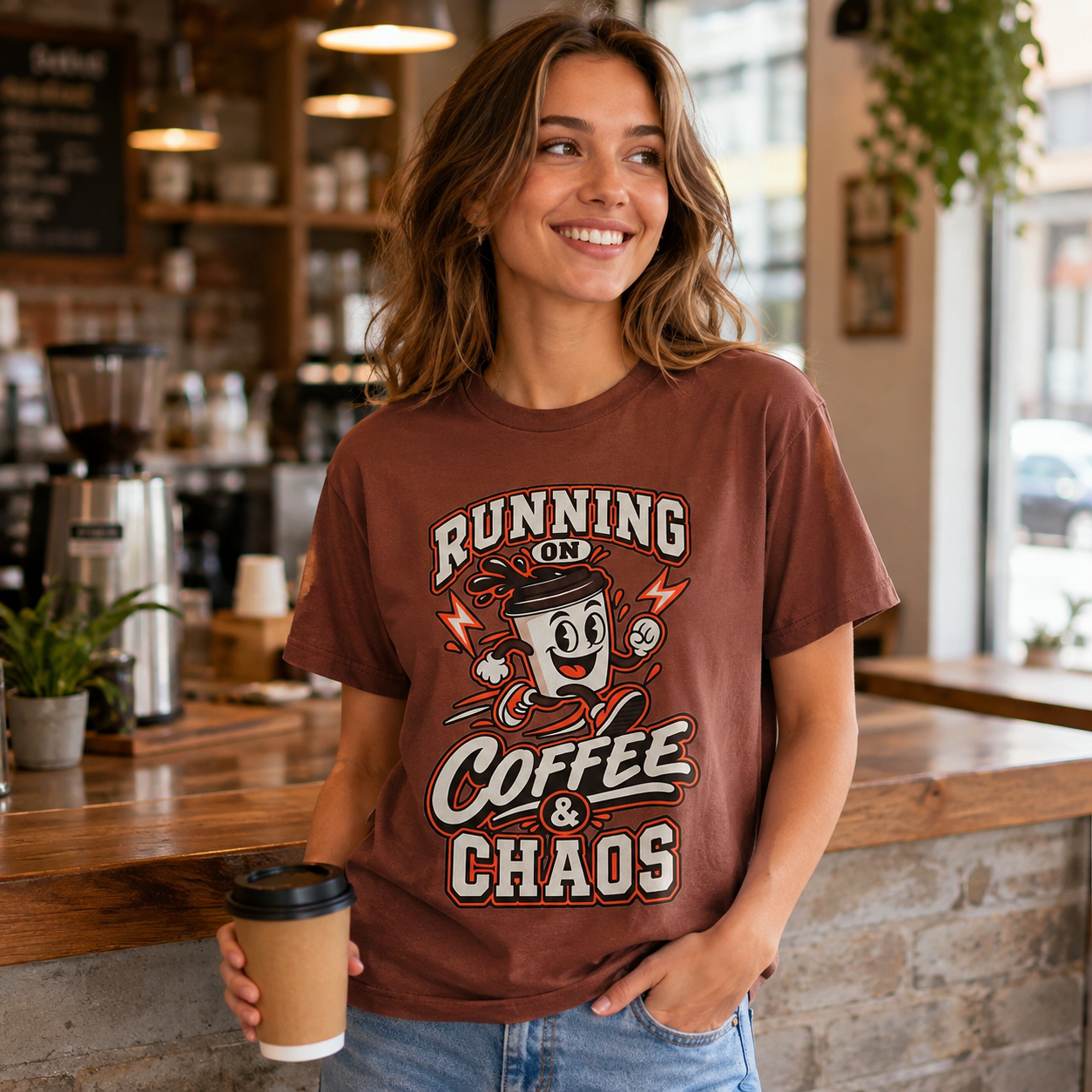 Running on Coffee & Chaos Unisex Graphic T-Shirt