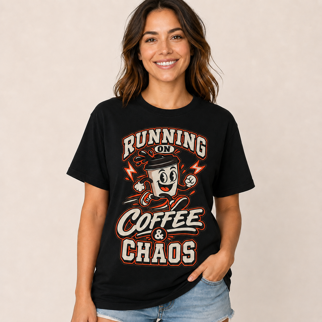 Running on Coffee & Chaos Unisex Graphic T-Shirt