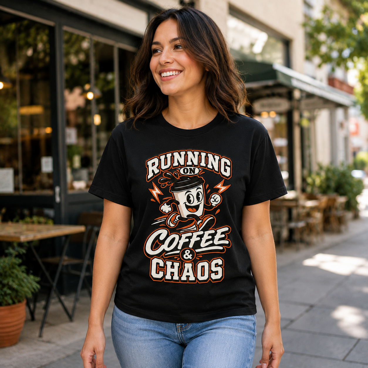 Running on Coffee & Chaos Unisex Graphic T-Shirt