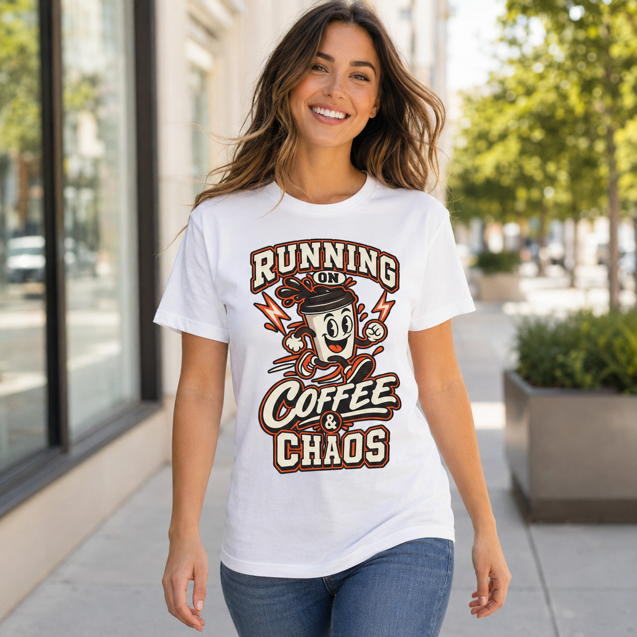 Running on Coffee & Chaos Unisex Graphic T-Shirt