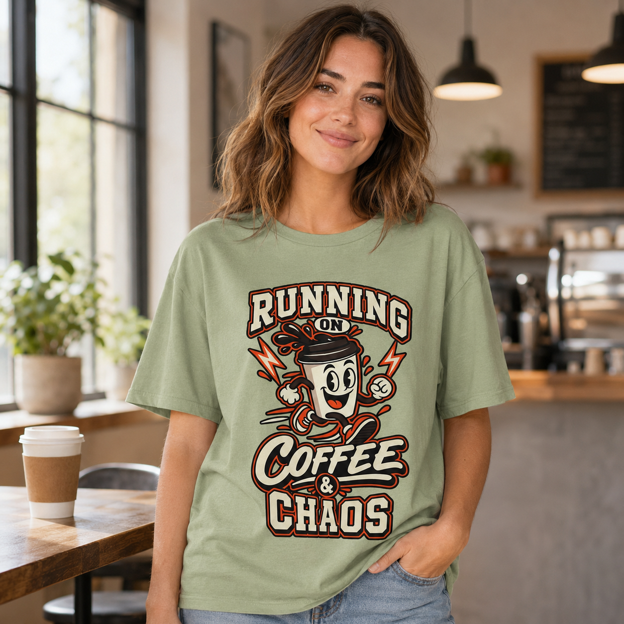 Running on Coffee & Chaos Unisex Graphic T-Shirt