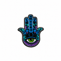 Hamsa Hand Evil Eye Embroidered Patch – Colorful Blue Purple Music Iron On Patch, Protective Eye Applique for Jackets Bags Backpacks