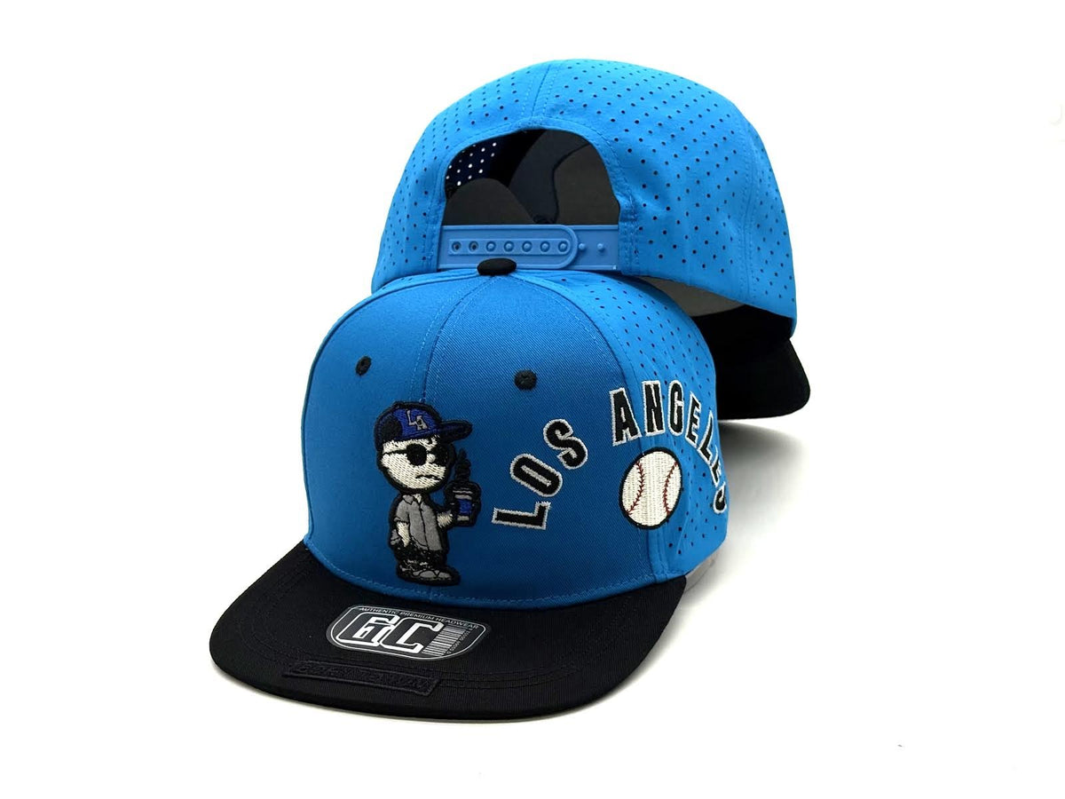Los Angeles cartoon character snapback in blue