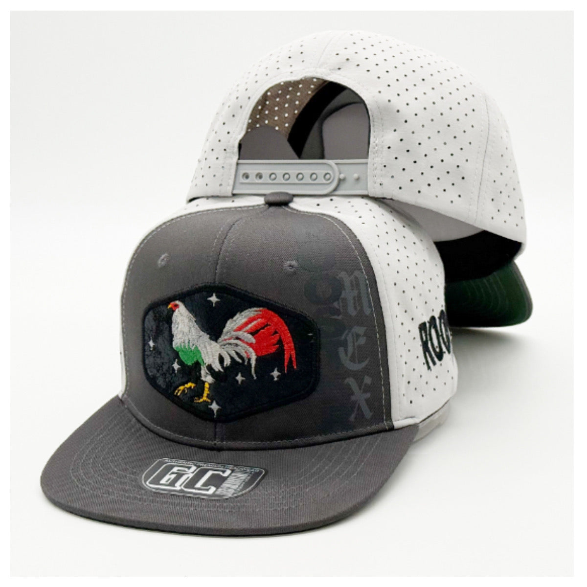 Grey Rooster Hat with Embroidery