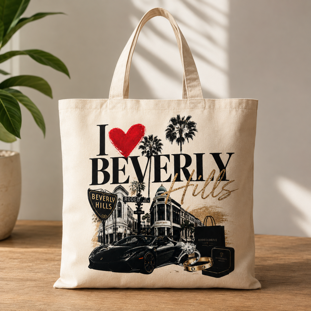 I Love Beverly Hills Heat Transfer Decal – Rodeo Drive Luxury California Graphic – Apparel & Tote Transfer