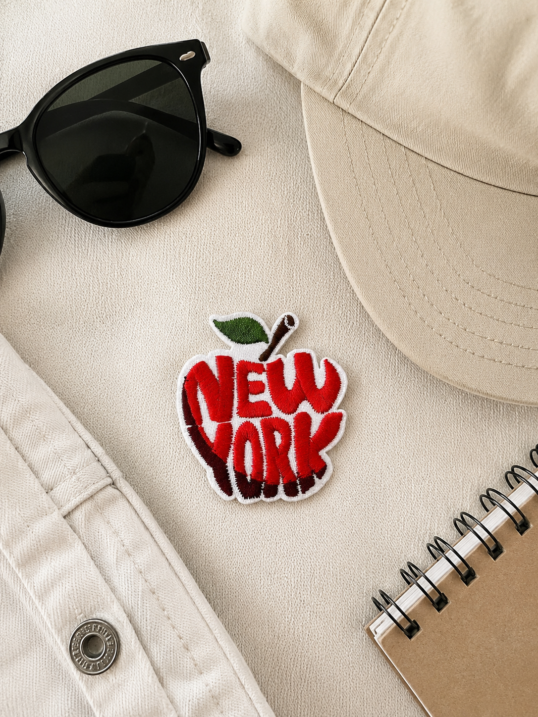 New York Apple Embroidered Patch – NYC Big Apple Iron On Patch – Red New York Applique – Travel Souvenir Jacket Backpack Patch