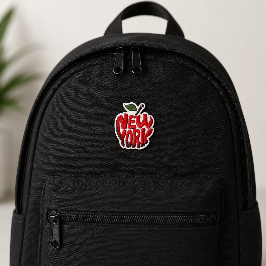 New York Apple Embroidered Patch – NYC Big Apple Iron On Patch – Red New York Applique – Travel Souvenir Jacket Backpack Patch