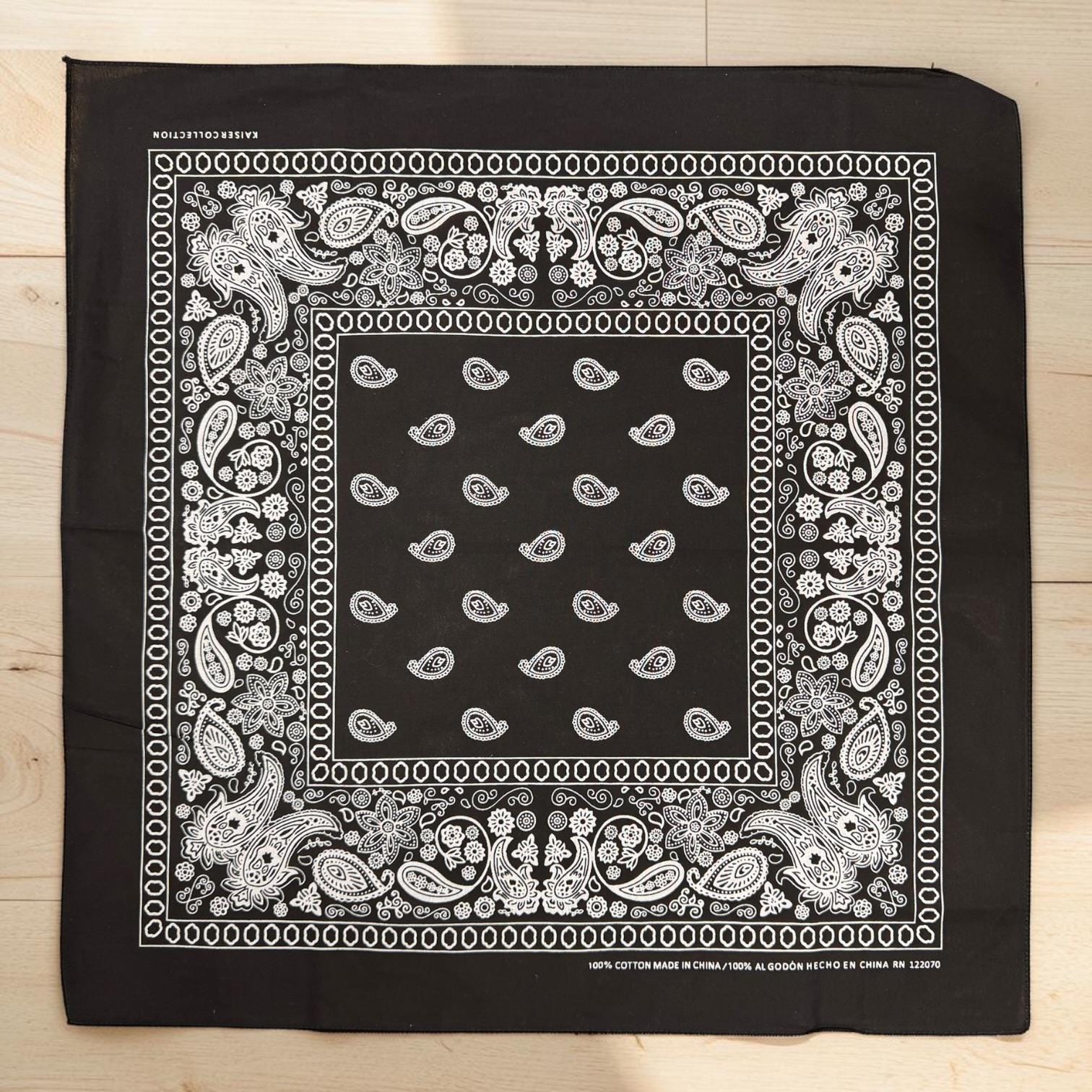 22x22 Cotton Paisley Bandana | Large Western Head Scarf, Neck Scarf