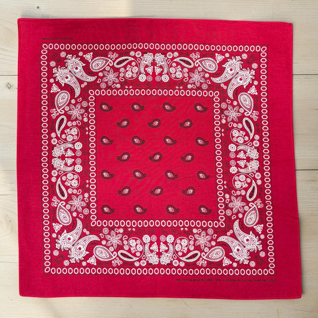 22x22 Cotton Paisley Bandana | Large Western Head Scarf, Neck Scarf