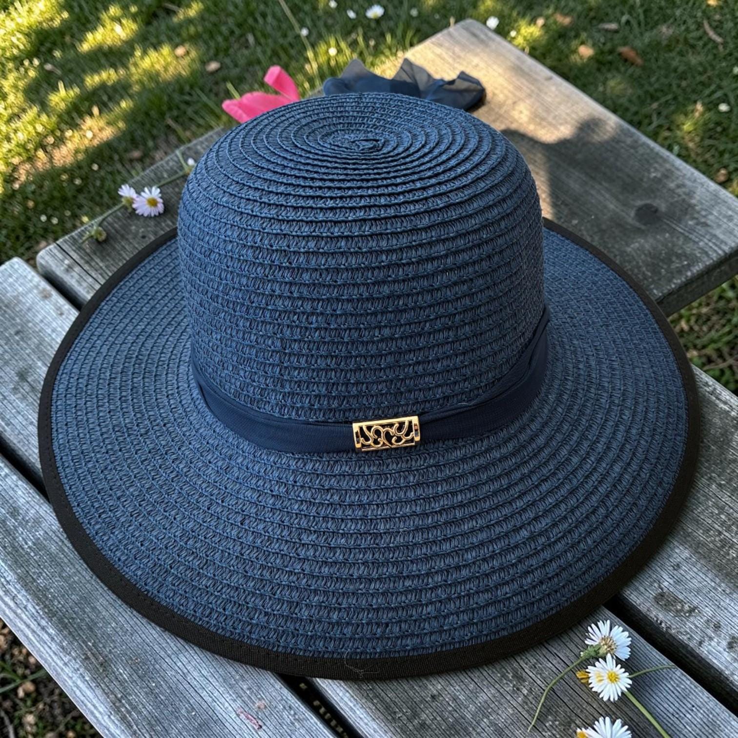 Wide Brim Straw Sun Hat – Floppy Beach Hat with Bow – Foldable Elegant Travel Summer Raffia Hat