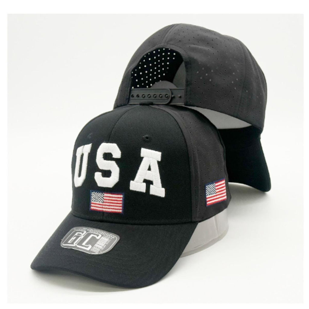 3D Puff USA Snapback Hat | Black American Flag Performance Baseball Cap