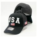 3D Puff USA Snapback Hat | Black American Flag Performance Baseball Cap