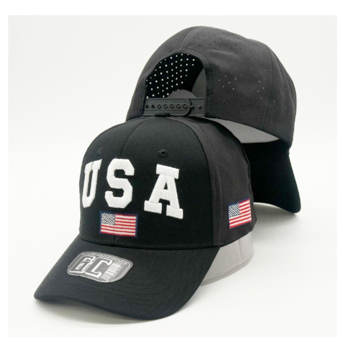 3D Puff USA Snapback Hat | Black American Flag Performance Baseball Cap