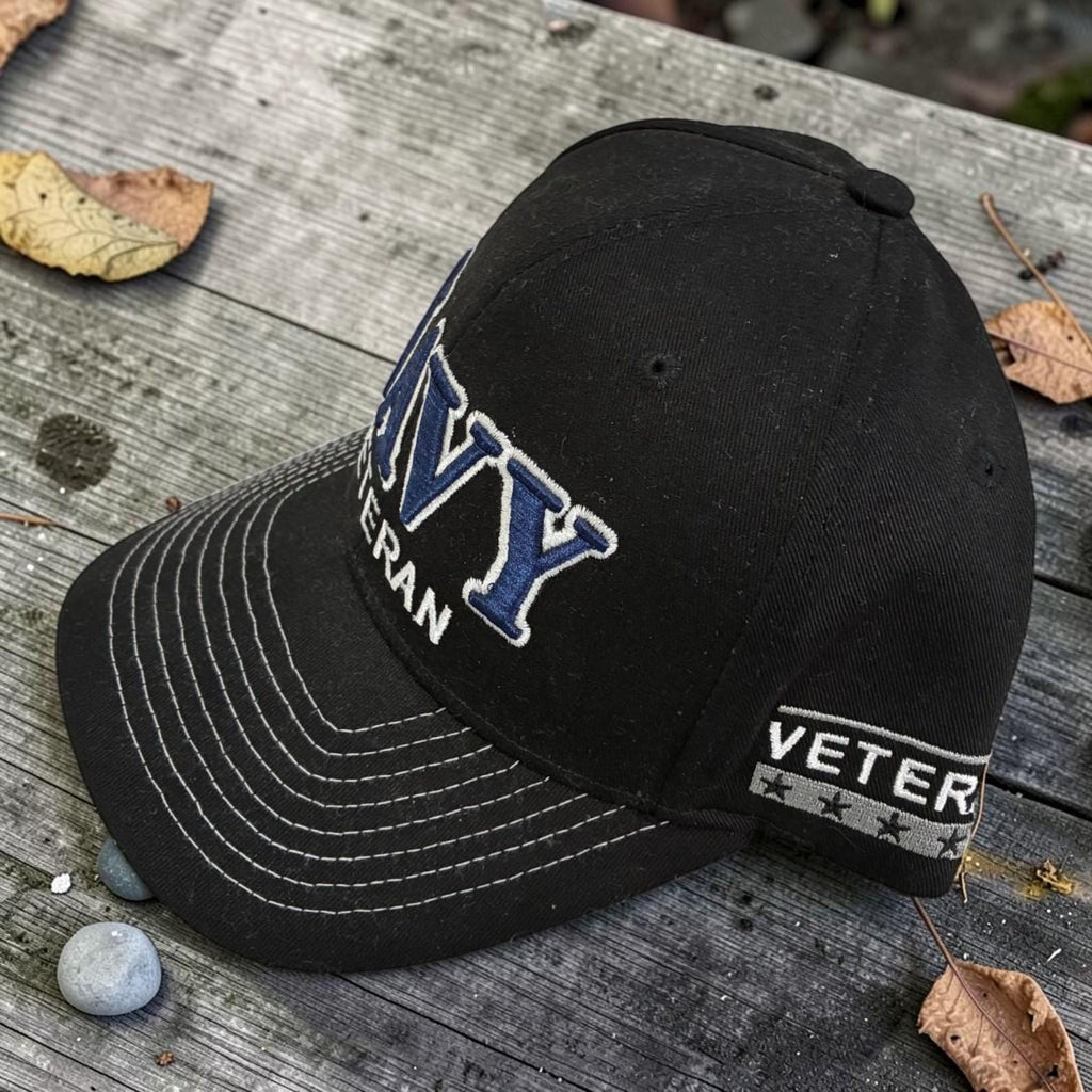 3D Embroidered Navy Veteran Baseball Cap | Patriotic USA Snapback Hat