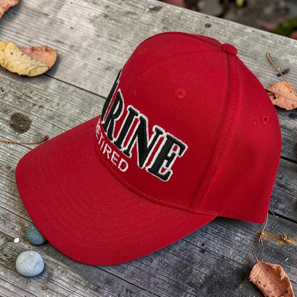 Marine Retired 3D Puff Embroidered Hat, Veteran Baseball Cap, Patriotic Snapback