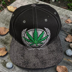 Cannabis Leaf 3D Embroidered Snapback Hat, Weed Leaf Flat Bill Cap, Marijuana Streetwear Hat, Adjustable Hip Hop Hat, Unisex Graphic Cap