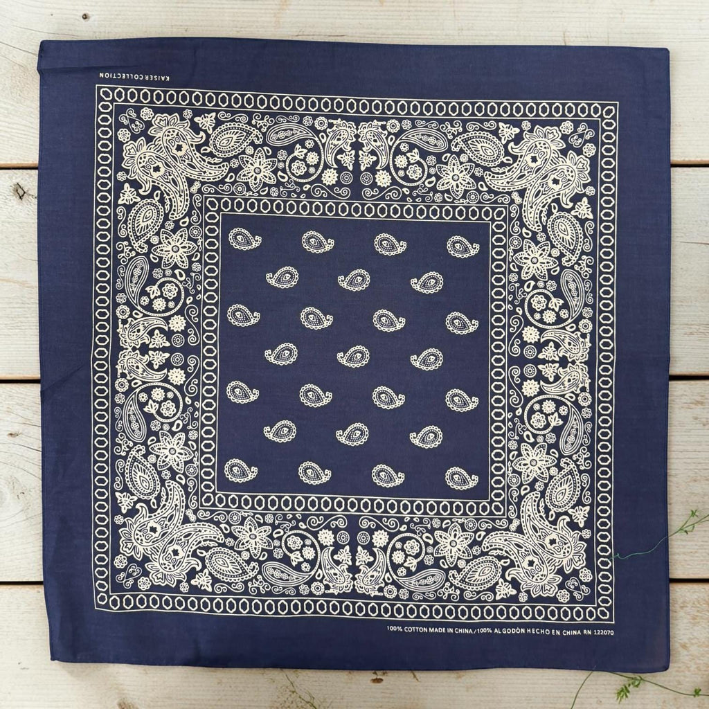 22x22 Cotton Paisley Bandana | Large Western Head Scarf, Neck Scarf