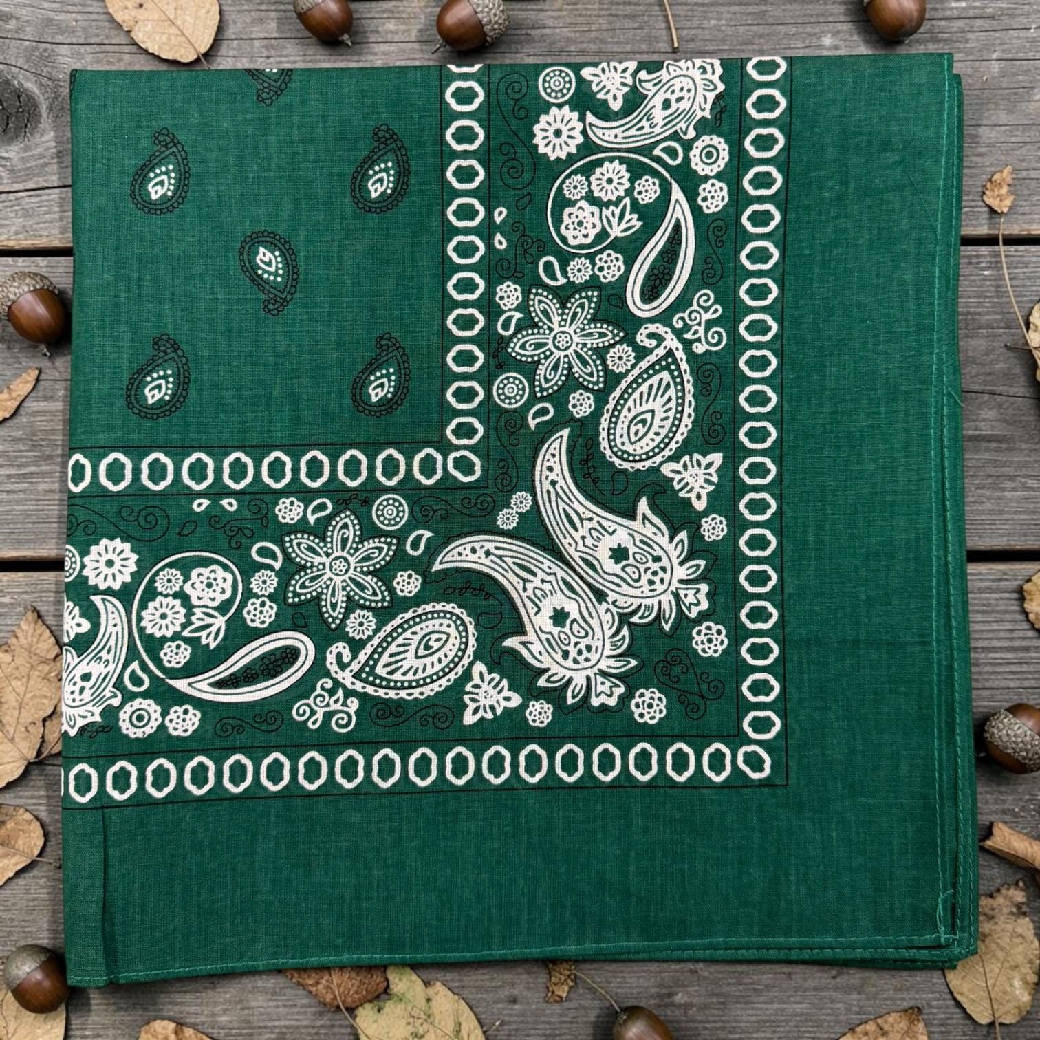 22x22 Cotton Paisley Bandana | Large Western Head Scarf, Neck Scarf