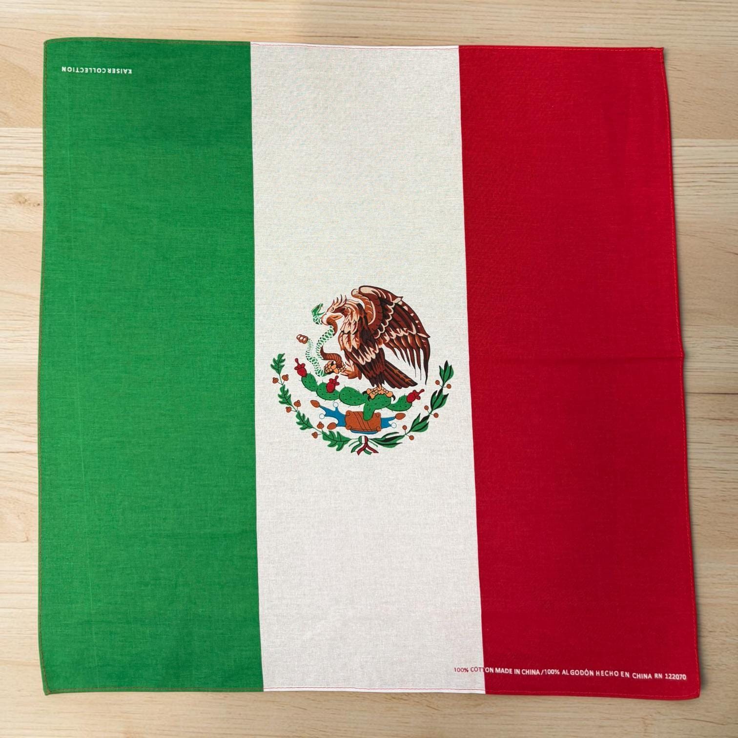 Mexico Flag Bandana – Green White Red Cotton Head Scarf, Fiesta Soccer Accessories