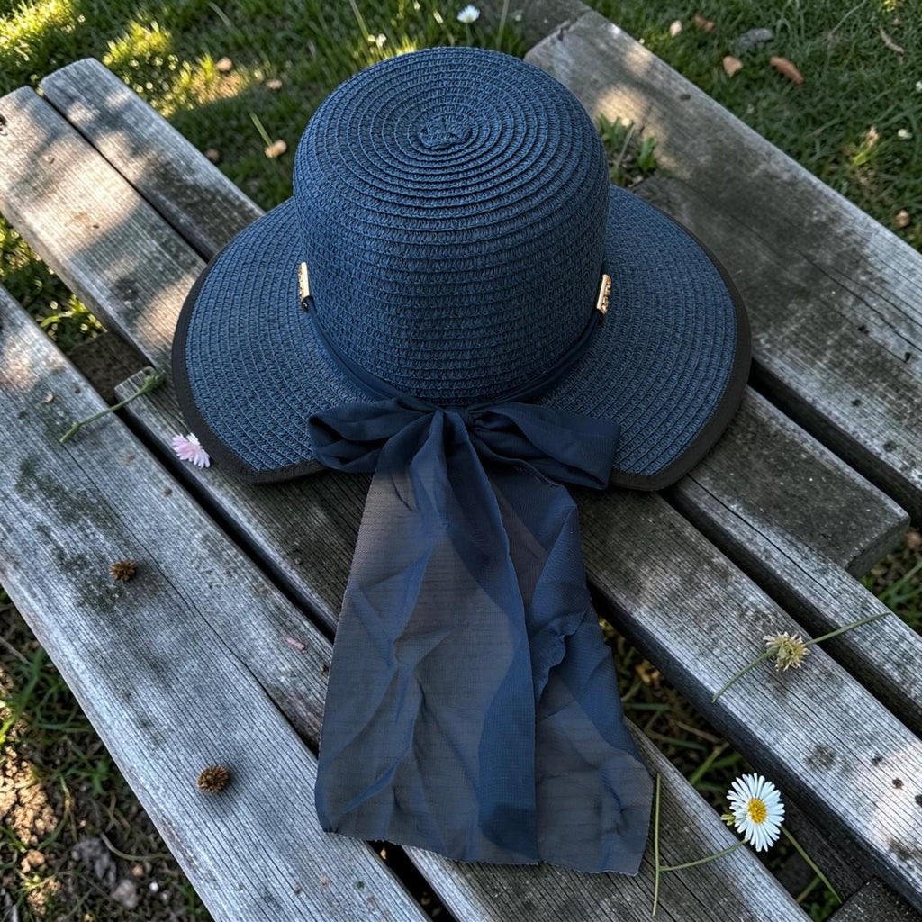 Wide Brim Straw Sun Hat – Floppy Beach Hat with Bow – Foldable Elegant Travel Summer Raffia Hat