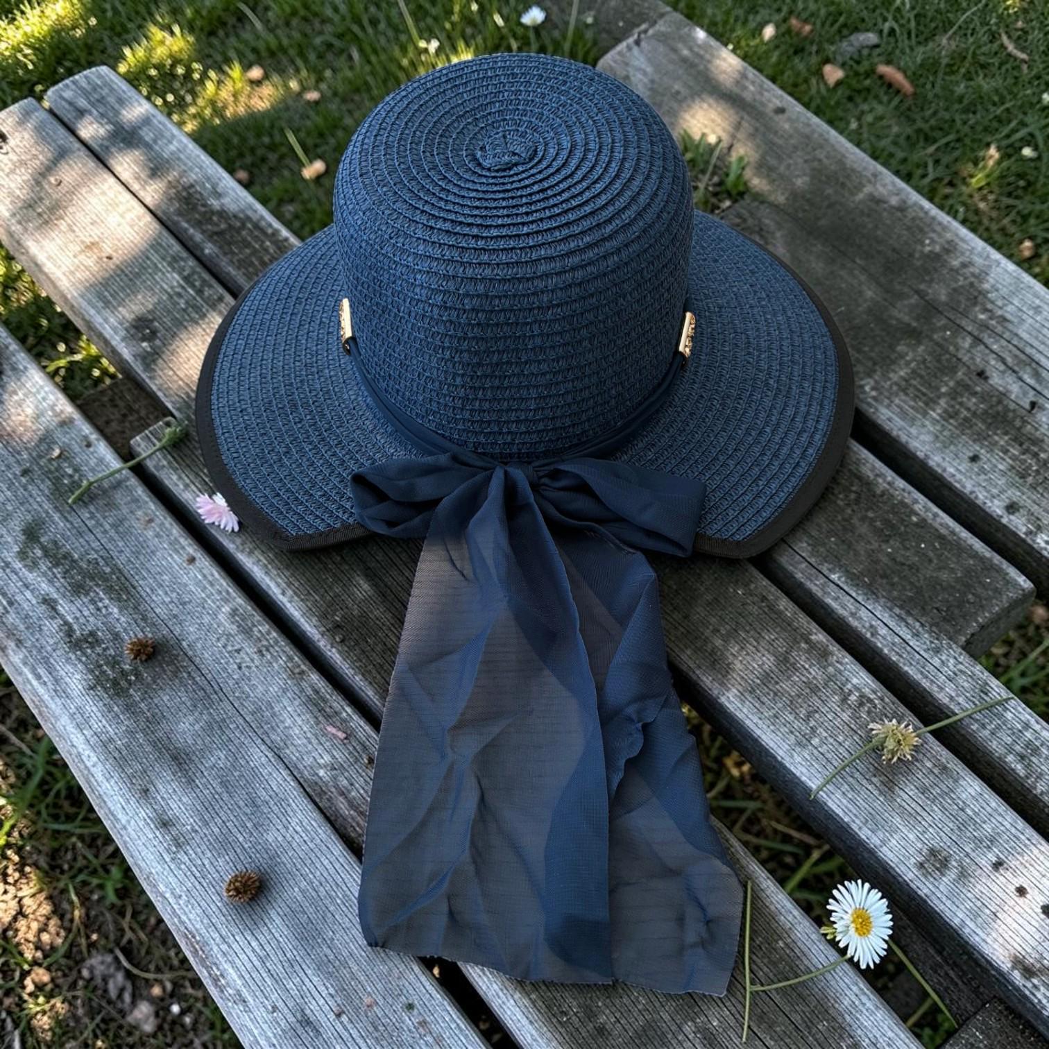 Wide Brim Straw Sun Hat – Floppy Beach Hat with Bow – Foldable Elegant Travel Summer Raffia Hat