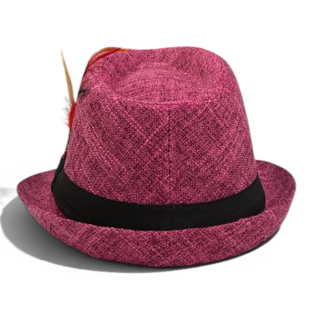 Pink Woven Fedora Hat | Lightweight Summer Trilby with Black Band, Vacation Accessory