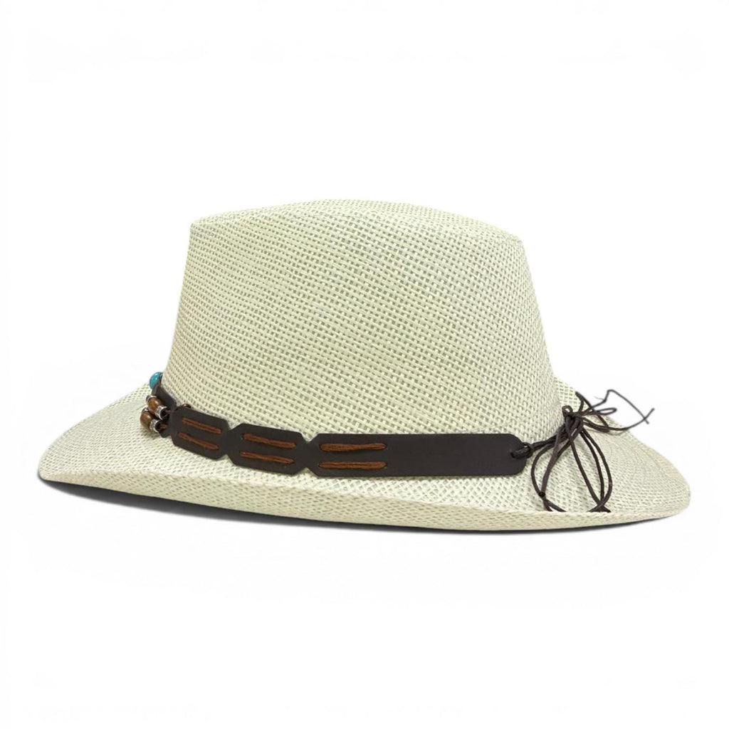 White Straw Cowboy Hat | Turquoise Concho Western Band, Beach Style