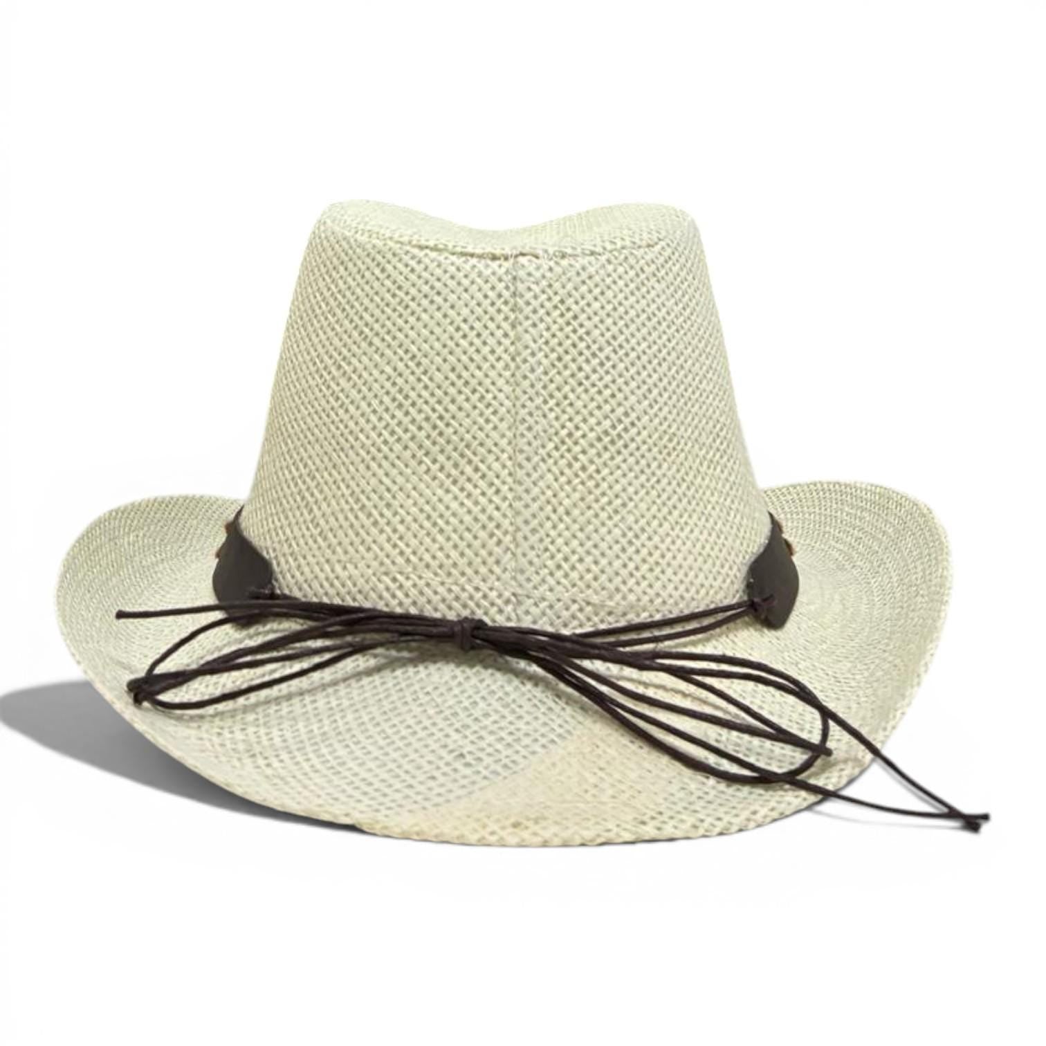 White Straw Cowboy Hat | Turquoise Concho Western Band, Beach Style
