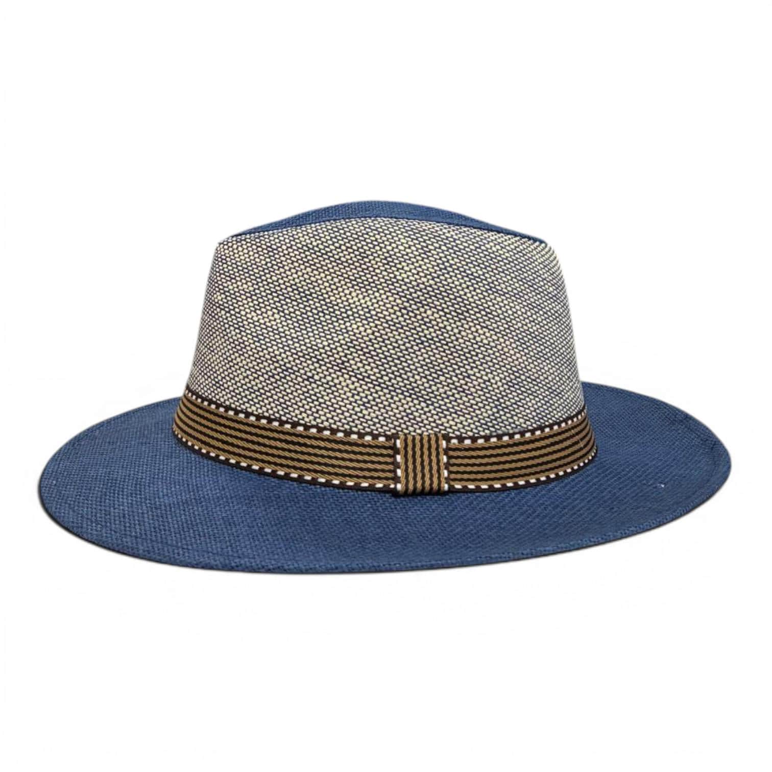 Two-Tone Blue Wide Brim Fedora Hat | Woven Straw Sun Hat, Resort Wear