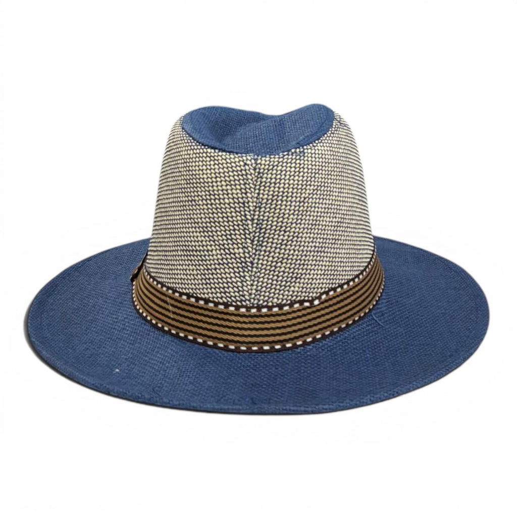 Two-Tone Blue Wide Brim Fedora Hat | Woven Straw Sun Hat, Resort Wear