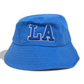 Embroidered LA Bucket Hat | Royal Blue Cotton Sun Hat, Travel Fisherman Style