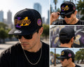 Vintage LA Hustlers Snapback Hat, Embroidered Basketball Cap, Purple Gold Streetwear