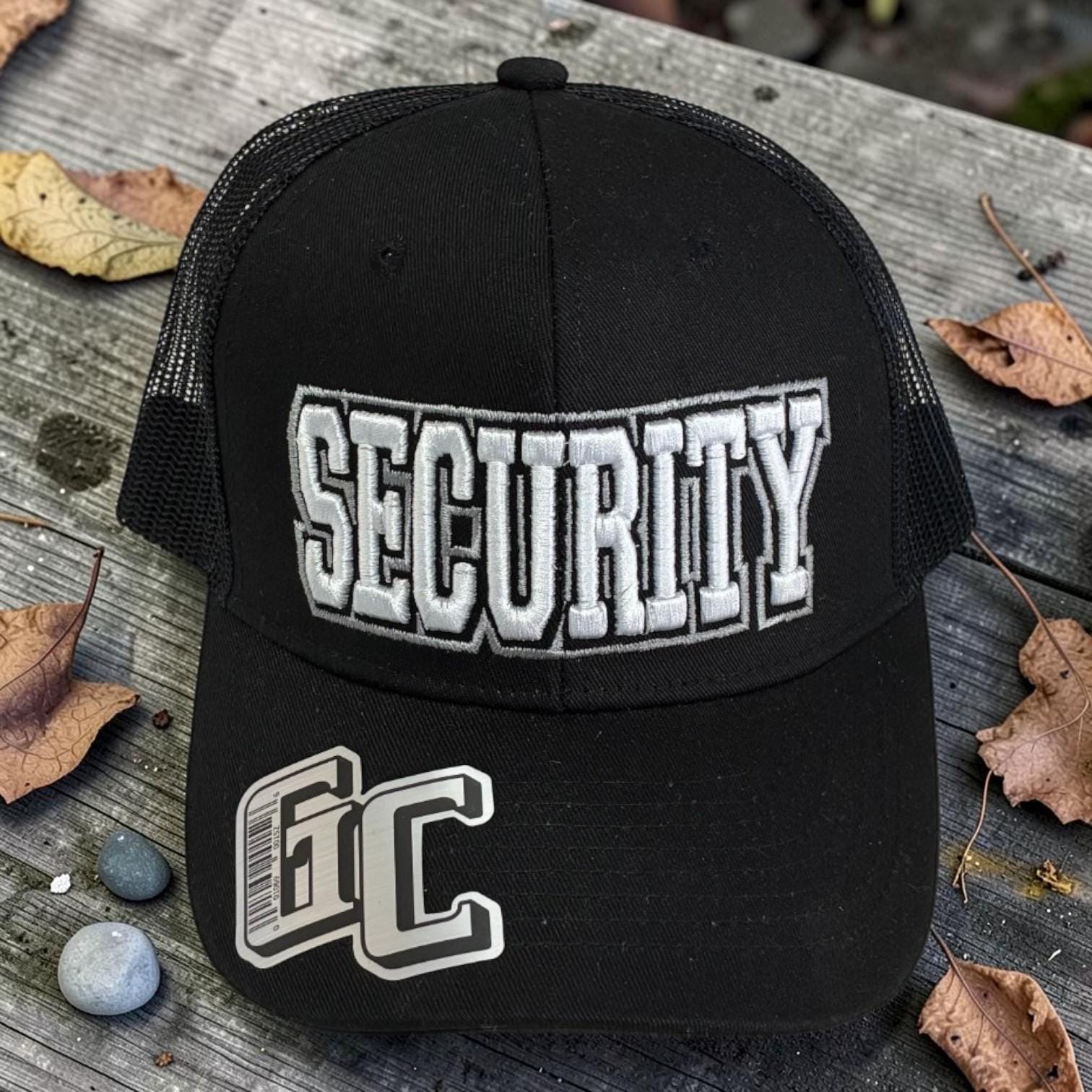 3D Embroidered Security Trucker Hat | Black Mesh Snapback Cap | Bold Security Baseball Hat | Adjustable Tactical Style Hat