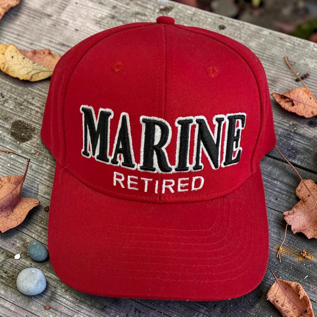 Marine Retired 3D Puff Embroidered Hat, Veteran Baseball Cap, Patriotic Snapback
