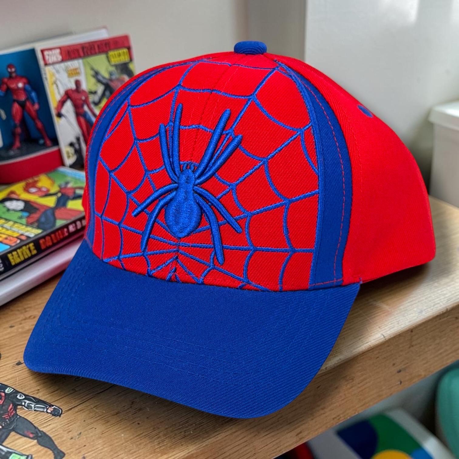Kids Spider Web Baseball Cap | Youth Red & Blue Snapback Hat | Embroidered Spider Design Cap | Adjustable Children’s Hat | Superhero Inspire