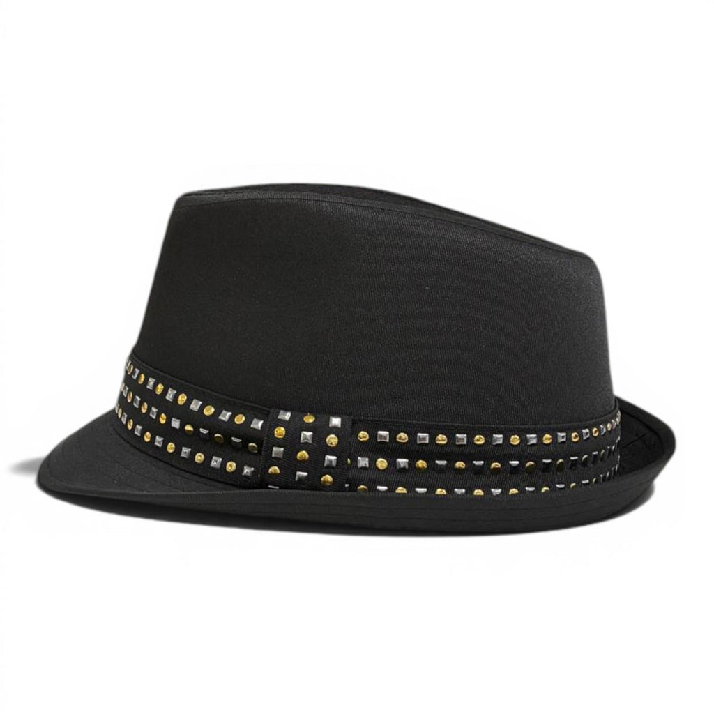 Black Studded Band Fedora Hat | Unisex Rock Style Trilby Accessory