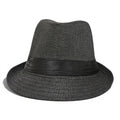 Black Straw Fedora Hat | Lightweight Trilby, Wide Brim, Unisex Summer Vacation Accessory