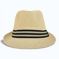 Natural Straw Fedora Hat | Unisex Summer Trilby with Black Stripe Band