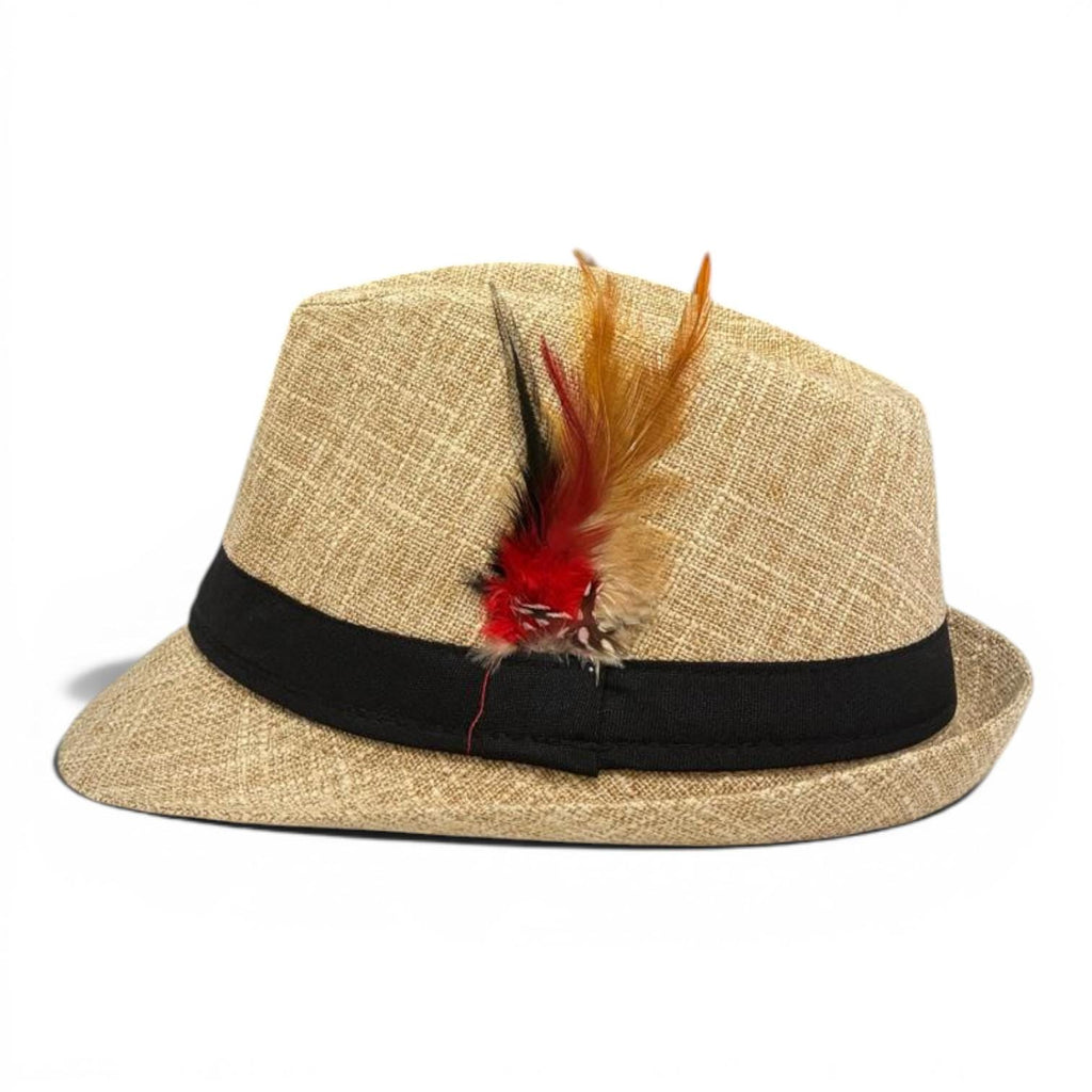 Classic Tan Fedora Hat | Lightweight Straw Trilby, Black Band, Unisex Summer Beach Vacation Accessory