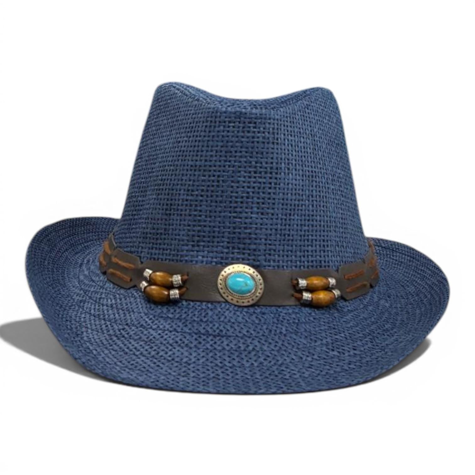 Blue Woven Cowboy Hat | Turquoise Concho Western Band, Women's Cowgirl Style